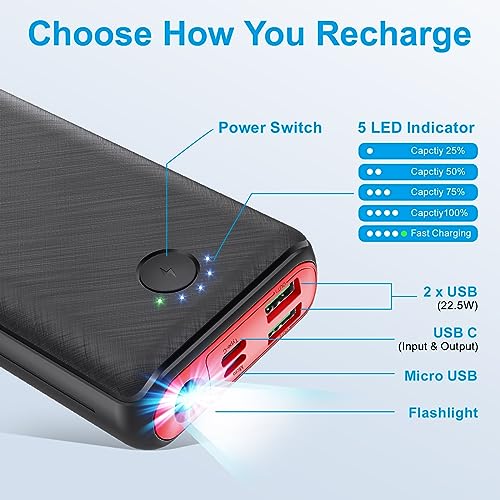 30,000 Triple-Outlet Power Bank with Flashlight