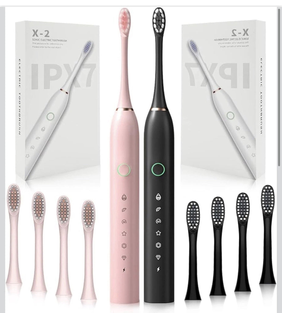 Rechargeable Ultrasonic Electric Toothbrush - IPX7 - Two Pack