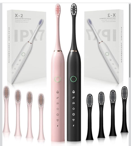 Rechargeable Ultrasonic Electric Toothbrush - IPX7 - Two Pack