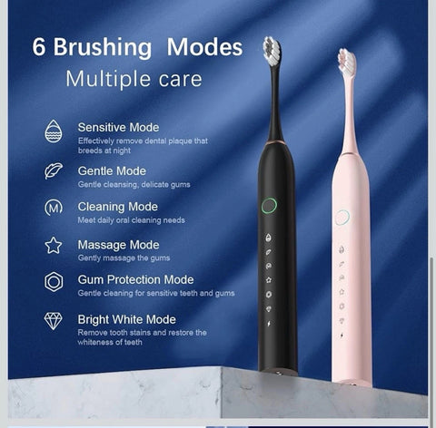 Rechargeable Ultrasonic Electric Toothbrush - IPX7 - Two Pack