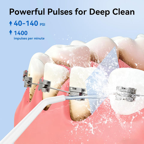 ToFlow Portable 4-Mode IPX7 Cordless Dental Flosser - 6 Piece Set