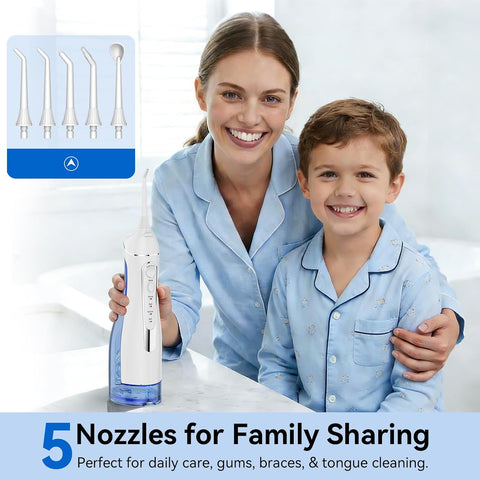 ToFlow Portable 4-Mode IPX7 Cordless Dental Flosser - 6 Piece Set