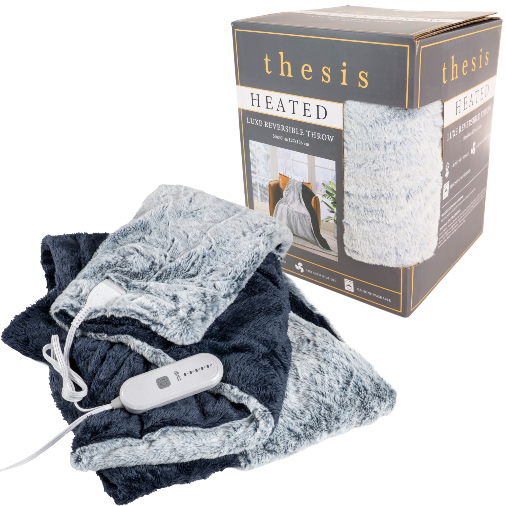 Thesis Faux Fur Reversible Heated Throw