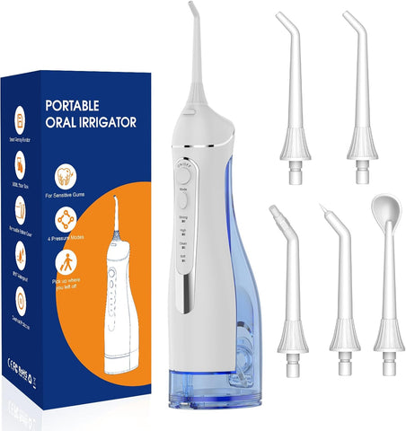 ToFlow Portable 4-Mode IPX7 Cordless Dental Flosser - 6 Piece Set
