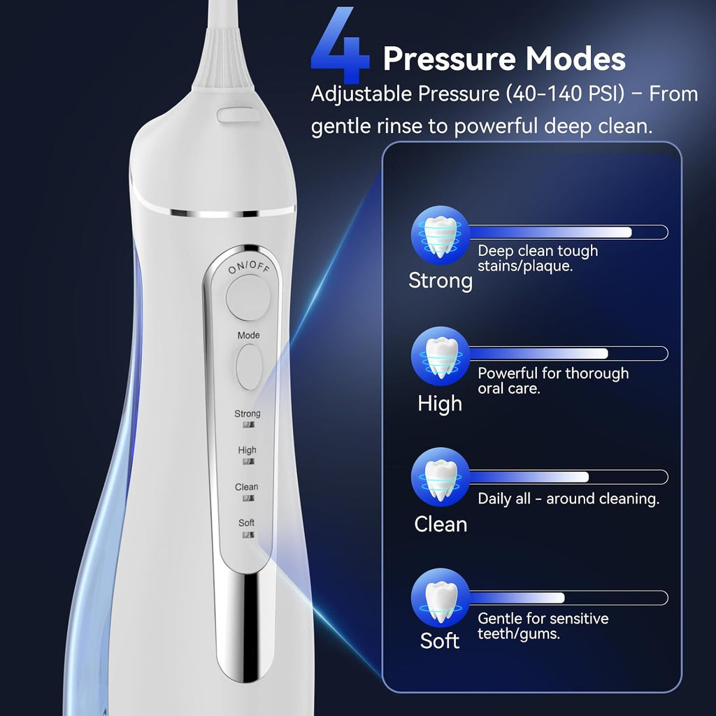 ToFlow Portable 4-Mode IPX7 Cordless Dental Flosser - 6 Piece Set
