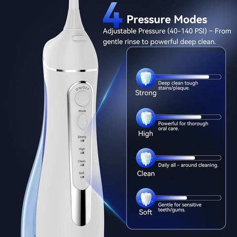 ToFlow Portable 4-Mode IPX7 Cordless Dental Flosser - 6 Piece Set