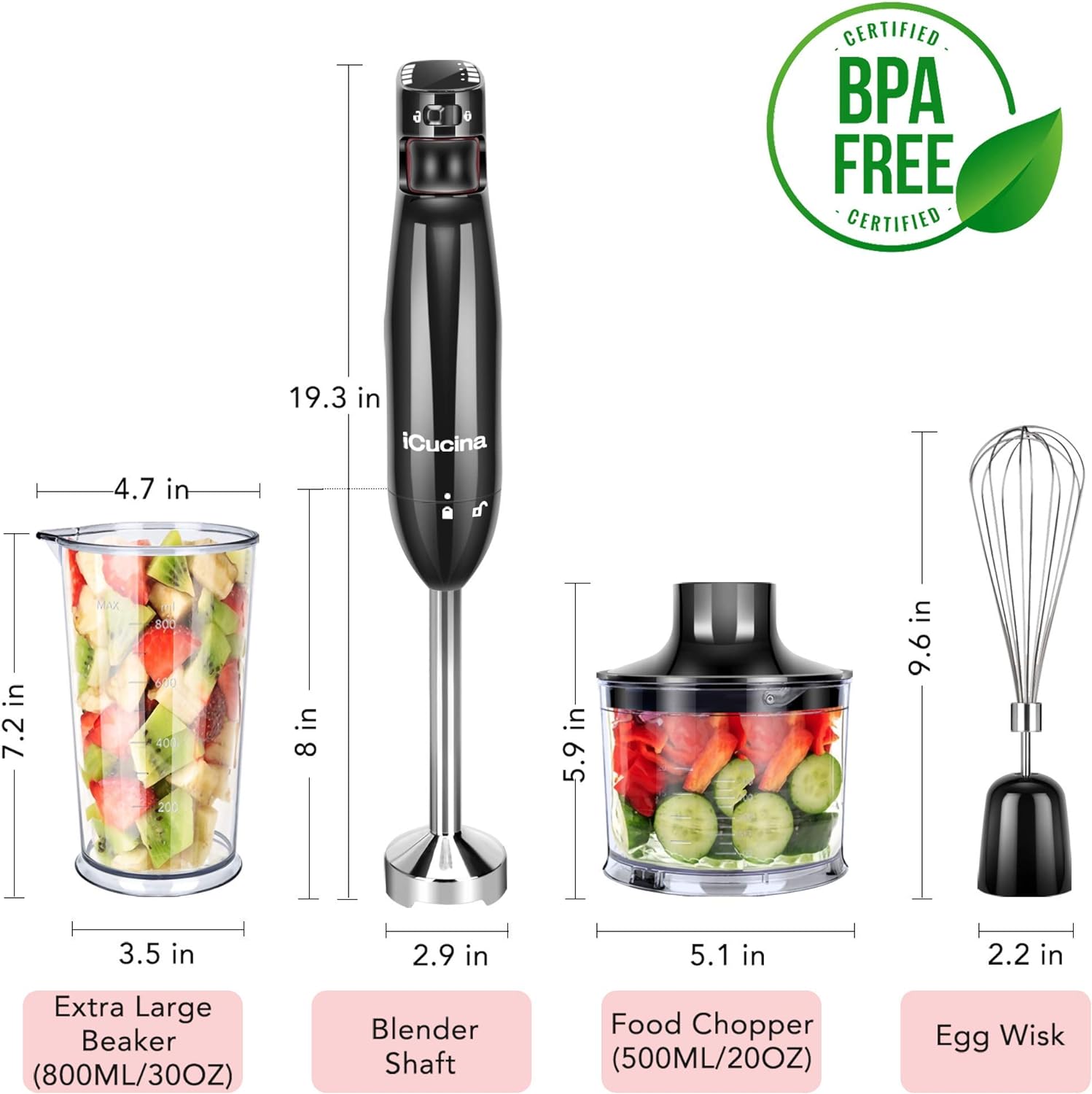 iCucina® Multi Speed Immersion Blender Hand Mixer