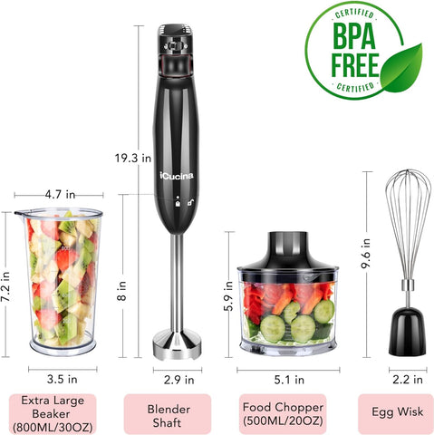 iCucina® Multi Speed Immersion Blender Hand Mixer